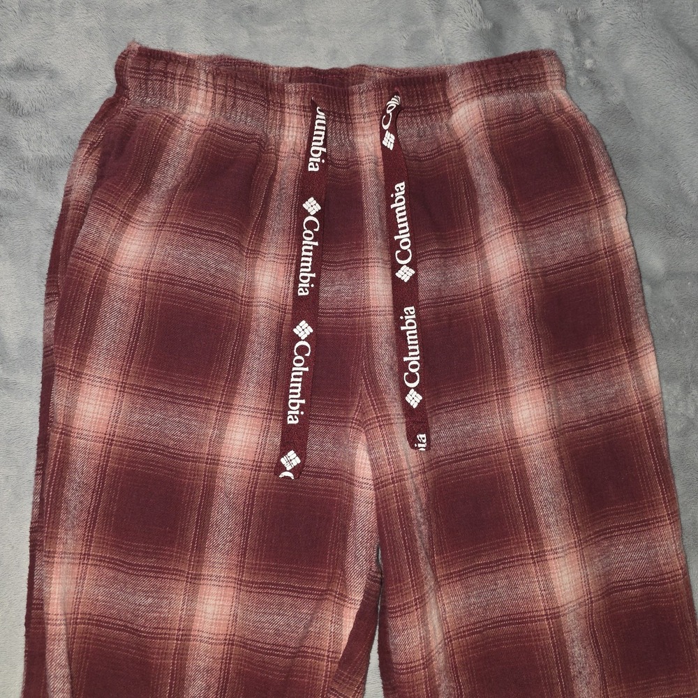 Columbia Flannel Fleece Pajama Pants PJ's Adult Size Small Buffalo Plaid Pockets